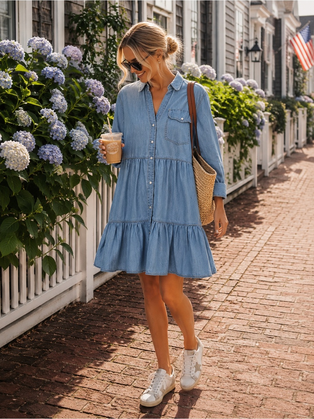 Veronica Beard “Atari” Denim Chambray Tiered Mini Dress - Sz 4 - Picture 5 of 12